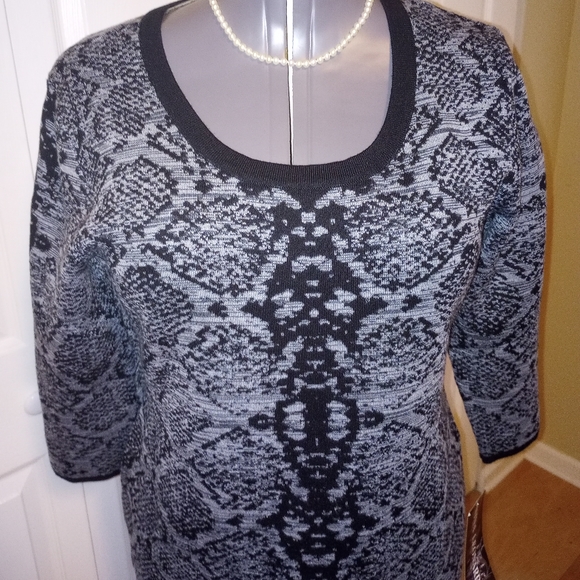 Nina Leonard Black/Grey Drop Waist Sweater Dress, NWT, XL - Picture 4 of 8